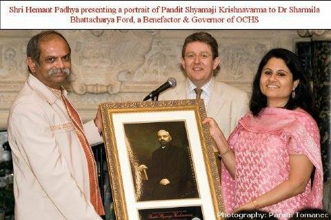  PRESENTATION OF PANDIT SHYAMAJI'S PORTRAIT TO DR SHARMILA FORD AT OXFORD CENTER FOR HINDU STUDIED, UNIVERSITY OF OXFORD